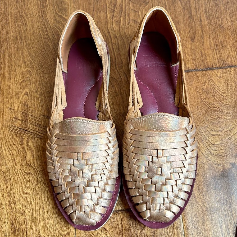 NEW Espiritu Rose Quartz Huarache Leather Sandals